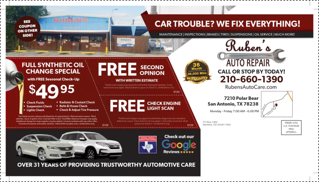 Ruben's full synthetic change oil coupon
