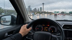 Driver sees warning lights after rain on Hwy 281 in San Antonio